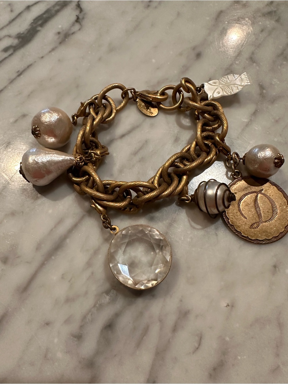 John Wind Charm Bracelet with D initial